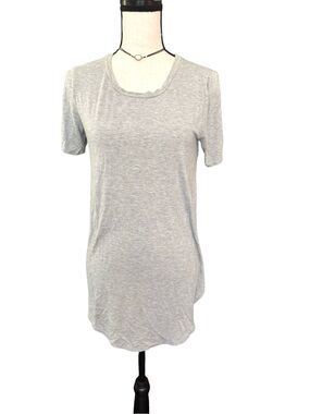 Daily Ritual Women's Gray Longline Tunic T-Shirt Medium Curved Hem Stretch SS